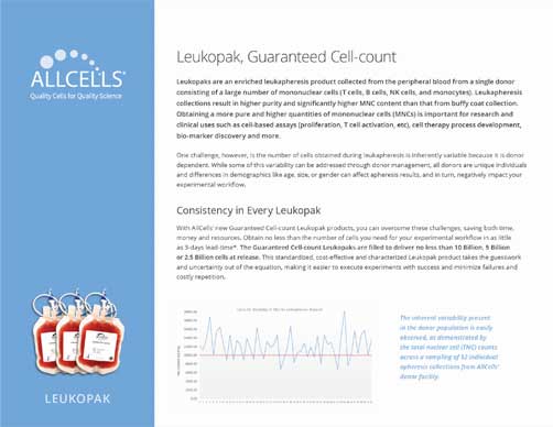 Guaranteed Cell Count Leukopaks